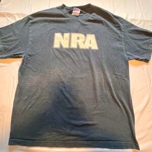 Murina XL NRA T-Shirt Mens Navy Blue Vintage Made in USA Graphic Tee 90 Retro